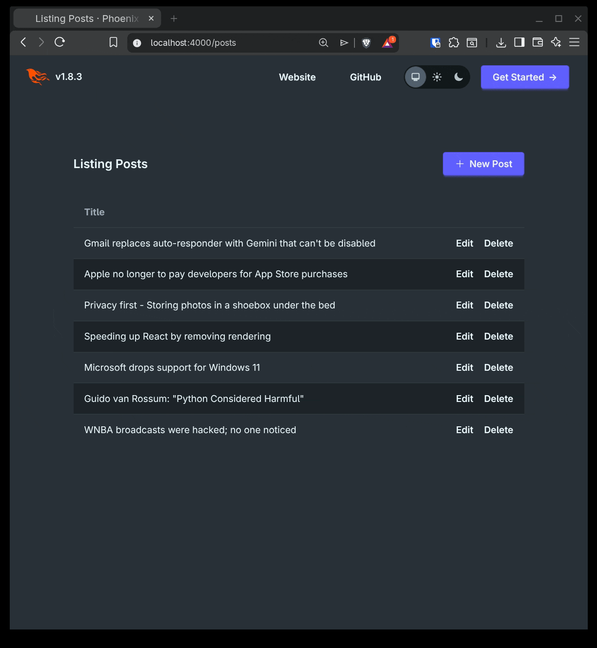 Our row_link in action Ctrl+click/Cmd+click opens in a new tab